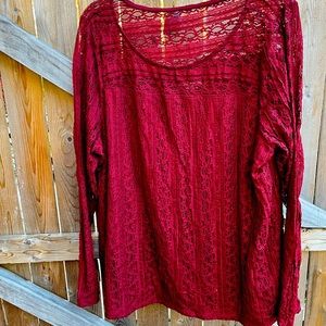 Lane Bryant maroon lace top. Size 18/20.